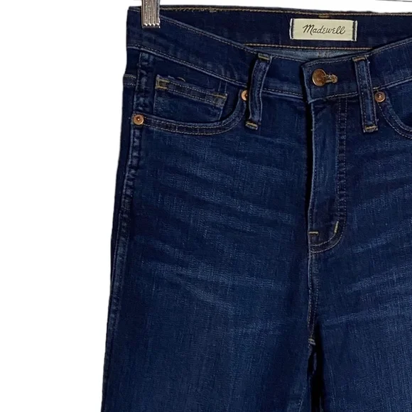 Madewell 10" High Rise Skinny Medium Blue Wash Stretch Whiskers Jeans Denim 26 - Picture 6 of 16